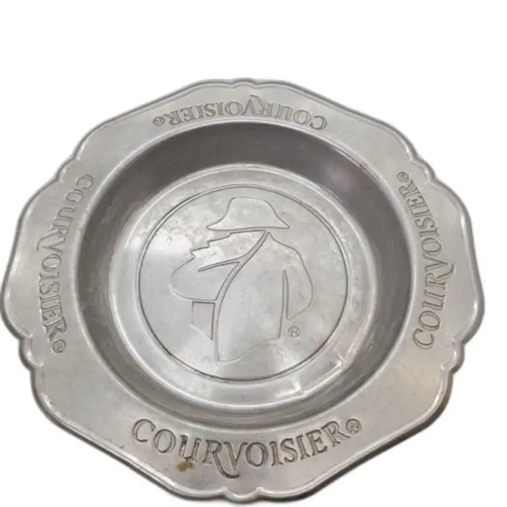 Courvoisier Liquor Company Trinket Ashtray Bottle Tray Aluminum Bar Decor VTG